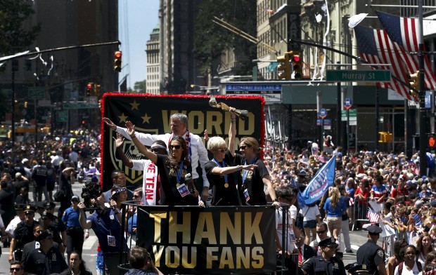 The USA's trophy parade to mark their World Cup win this year (Photo by Action Images)