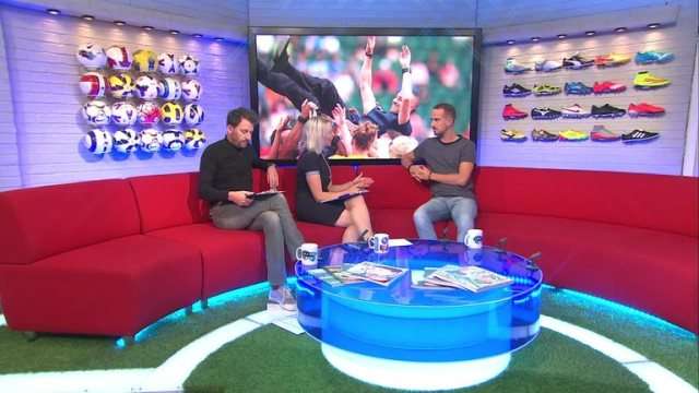 Sofa so good: Sampson achieved a dream of appearing on Soccer AM earlier this month... and smashed in his penalty