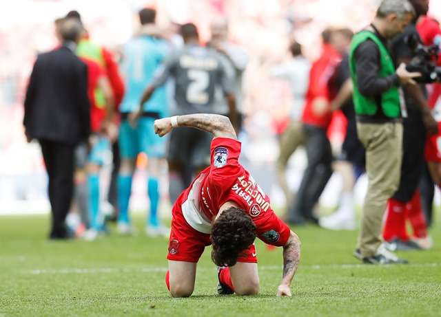 Agony: Vincelot beats the Wembley turf after play-off heartache (Photo by Action Images / Andrew Couldridge)