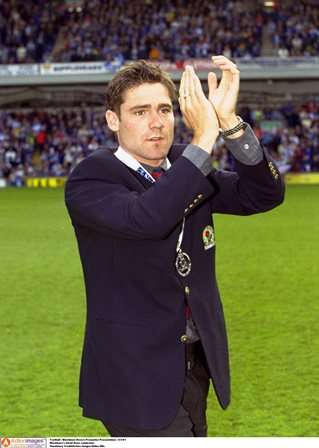 On the up: David Dunn celebrates Blackburn Rovers' promotion in 2001 (Photo by Action Images/Aidan Ellis)