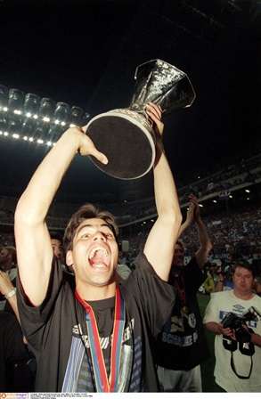 Glory moment: David Wagner holds aloft the UEFA Cup in '97 (Photo by Action Images)