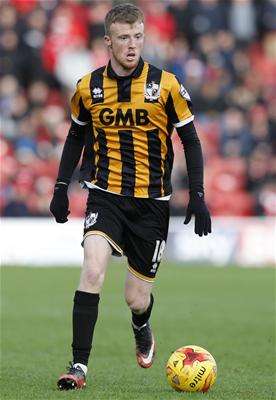 Port Vale's Sam Kelly sent a shot from the edge of the box to give the Valiants the 3 points at home to Bury (Photo by Action Images)