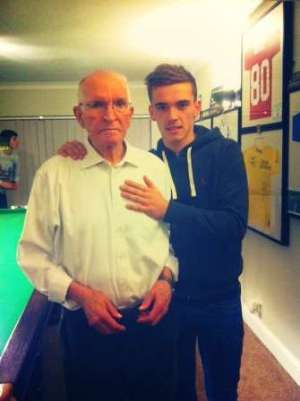 With Grandad (inset) - credit Twitter @Harry_Toffolo