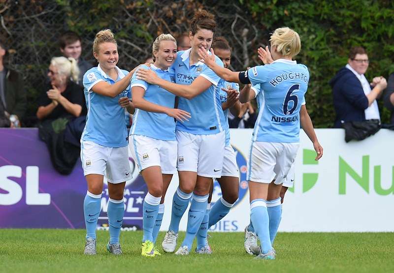 Slickers: City celebrate a Toni Huggan goal (photo by The FA)