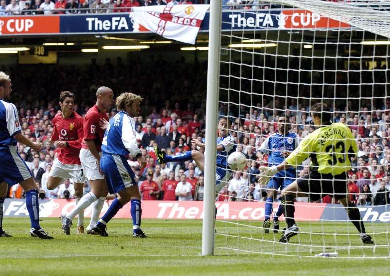 Football - Manchester United v Millwall - FA Cup Final 03/04 - Millennium Stadium, Cardiff - 22/5/04 Cristiano Ronaldo scores the first goal for Manchester United Mandatory Credit: Action Images / Darren Walsh Livepic