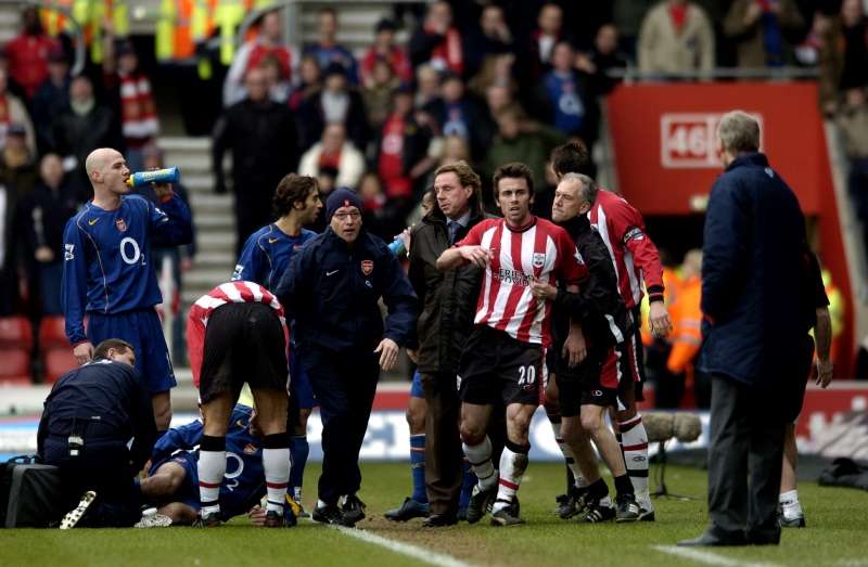 Seeing red: Prutton is giving his marching orders against Arsenal (photo by Action Images)