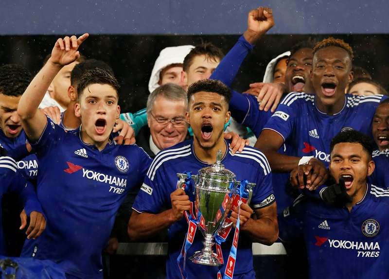 Inexperienced: Chelsea youngster celebrate winning the FA Youth Cup Final in April (photo by Action Images)