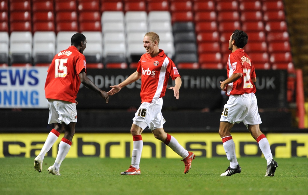 What a feeling: Scott Wagstaff celebrates scoring for Charlton