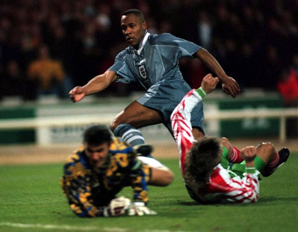 Recognition: Ferdinand scores for England against Bulgaria (Picture: Action Images)