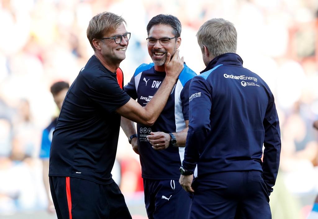 Reunited: Jurgen Klopp and David Wagner at their pre-season friendly (Photo: Action Images via Reuters / Carl Recine)