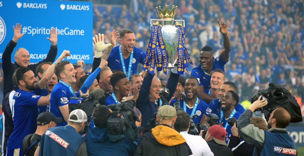 Leicester City celebrate winning the Premier League title in 2016