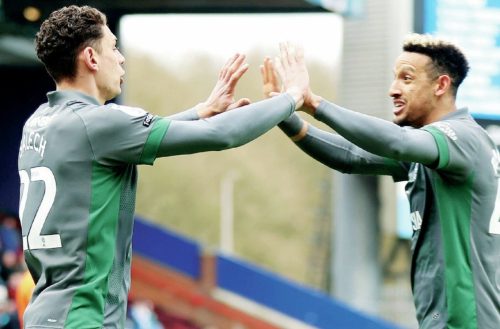 YOU BEAUTY: Cardiff City’s Yousef Salech, left, celebrates with Callum Robinson after opening the scoring PICTURES: Alamy