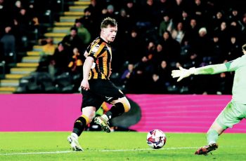 OH YES: Hull’s Joe Gelhardt scores in the crucial win against Oxford in midweek PICTURE: Alamy