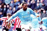 SPOT-ON: Haji Wright scores his second of the afternoon PICTURES: Alamy