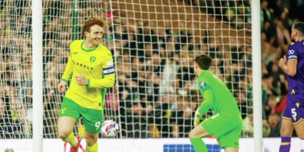 Norwich hitman Josh Sargent celebrates