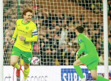 Norwich hitman Josh Sargent celebrates