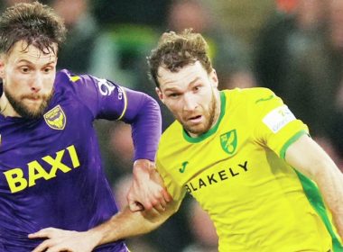 Oxford United’s Hidde ter Avest, left, and Norwich’s Jack Stacey battle it out PICTURES: Alamy
