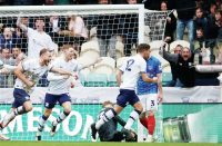 HERE WE GO: Preston celebrate Ryan Porteous’ opener against Pompey PICTURE: PSI/Paul Thompson