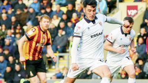 SPOT-ON: Josh Hawkes scores Tranmere’s winner at Bradford last week PICTURE: Alamy