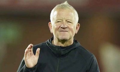 Sheffield United manager Chris Wilder celebrates after his side progresses to the Sky Bet Championship play-off final PICTURE: PA Images