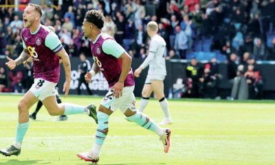 CAPTAIN MARVEL: Josh Brownhill, left, celebrates scoring his first goal against the Lions PICTURE: Alamy