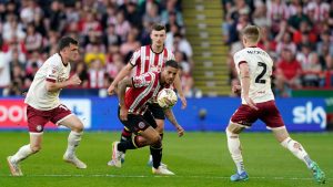 Vini Souza of Sheffield United in action during the second-leg victory over Bristol City in the EFL Championship play-off semi-finals at Bramall Lane PICTURE: Alamy