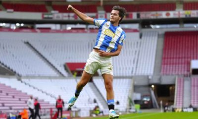 Huddersfield Town’s Leo Castledine celebrates after scoring his side’s first goal during the Carabao Cup second round match at Stadium of Light , Sunderland. Picture date: Tuesday August 26, 2025.