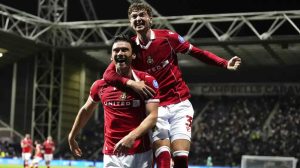 Kieffer Moore, left, was Wrexham’s match-winner (Nick Potts/PA)