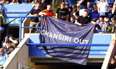 Sheffield Wednesday fans in the stands protest against club owner Dejphon Chansiri (Mike Egerton/PA)