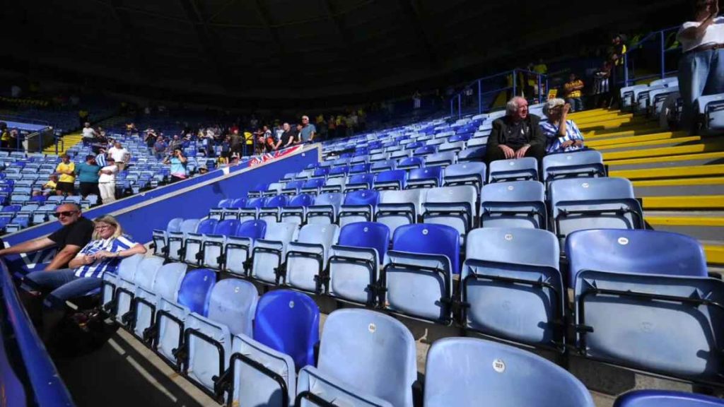 Empty seats in the away stand at kick-off (Mike Egerton/PA)