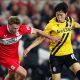 Middlesbrough’s Aidan Morris and Stoke City’s Bae Jun-Ho battle for the ball