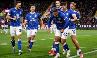 Callum Robinson celebrates scoring for Cardiff