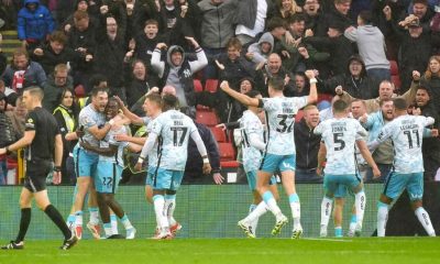 Charlton celebrate Isaac Olaofe’s winner against the Blades