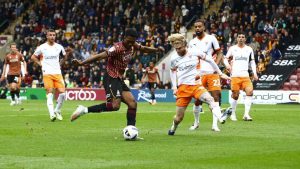 Josh Neufville gets set to fire home the winner