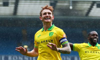 Josh Sargent celebrates after sealing Norwich City’s 2-0 victory at Blackburn Rovers PICTURE: Alamy