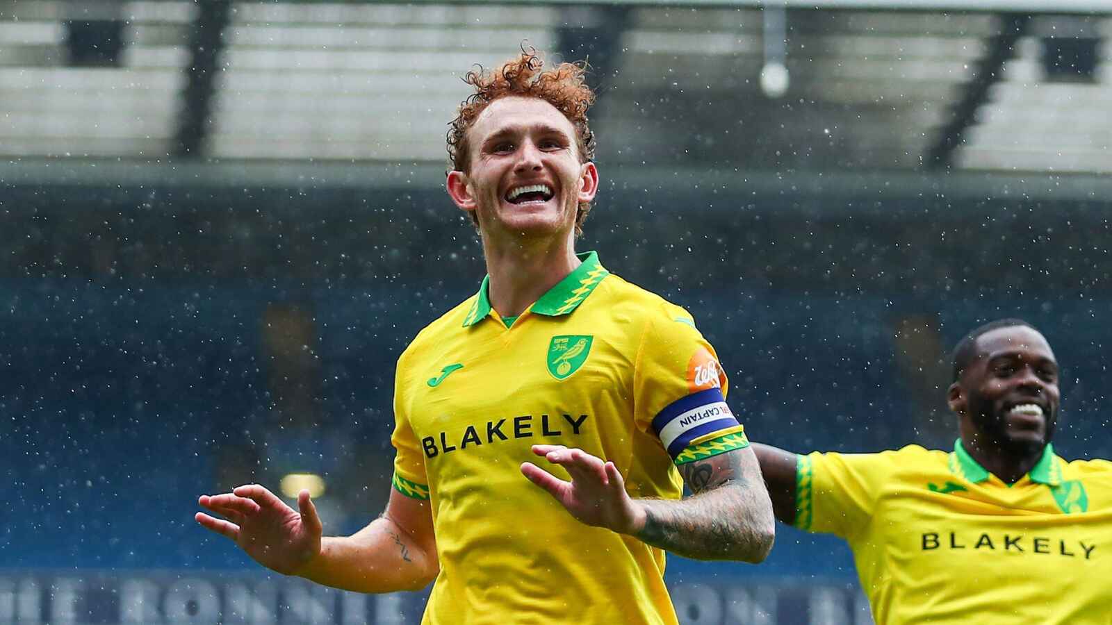 Josh Sargent celebrates after sealing Norwich City’s 2-0 victory at Blackburn Rovers PICTURE: Alamy