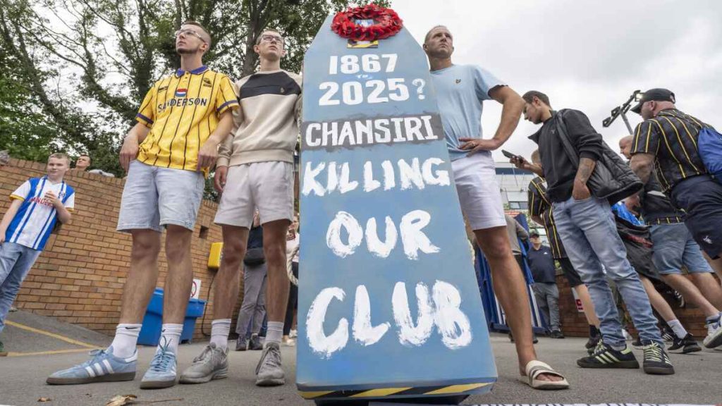 Sheffield Wednesday fans stage a protest against owner Dejphon Chansiri