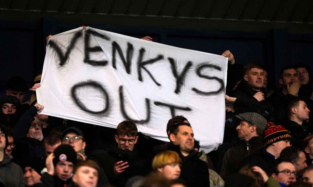 Blackburn Rovers fans with a protest banner against their owners last season