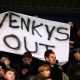 Blackburn Rovers fans with a protest banner against their owners last season