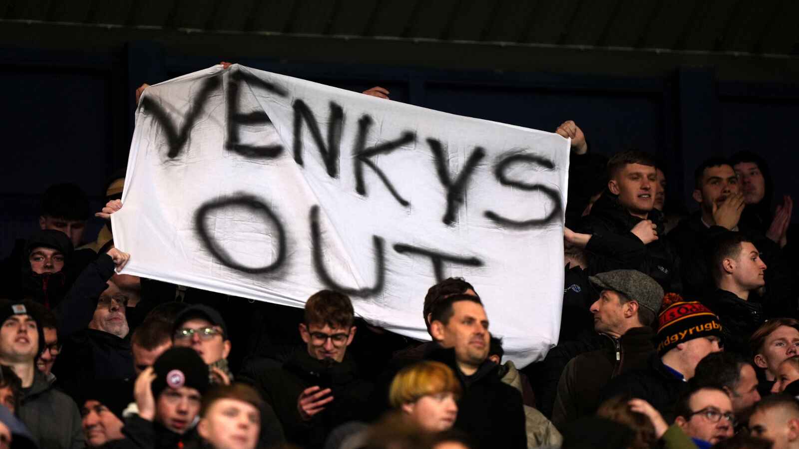 Blackburn Rovers fans with a protest banner against their owners last season