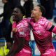 Amario Cozier-Duberry celebrates his last-gasp winner with team-mate Josh Dacres-Cogley