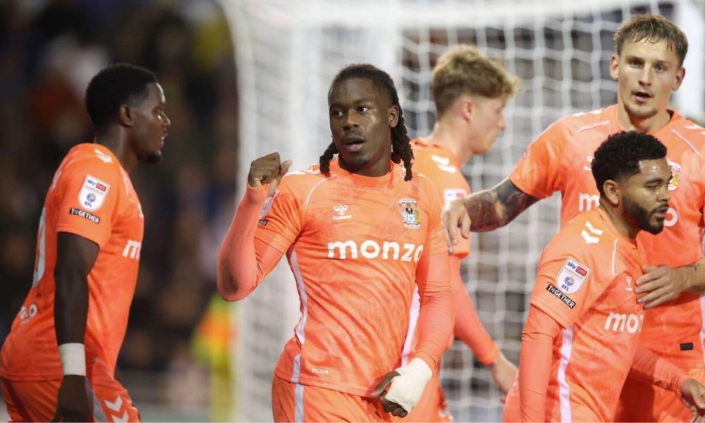 Brandon Thomas-Asante celebrates scoring against Portsmouth in midweek