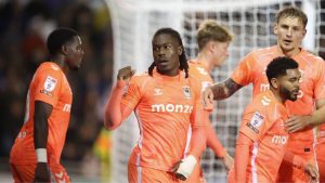 Brandon Thomas-Asante celebrates scoring against Portsmouth in midweek