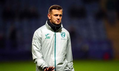 Jack Wilshere pictured coaching Norwich during a Championship match against Sheffield Wednesday