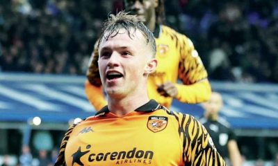 Joe Gelhardt celebrates scoring Hull City’s third goal