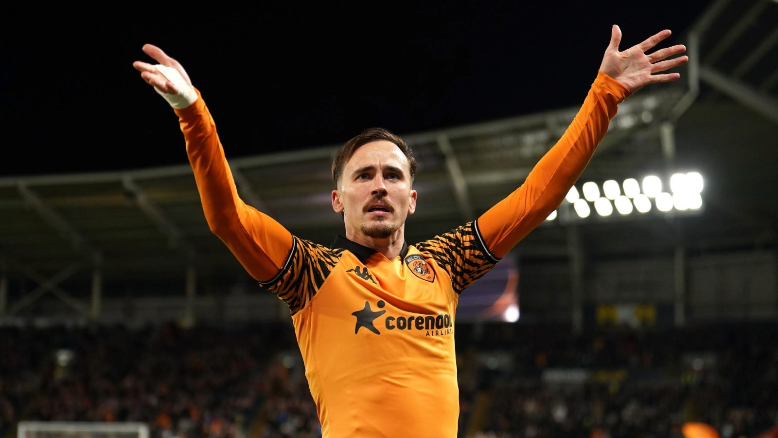 Hull City's Liam Millar celebrates his goal against Leicester City