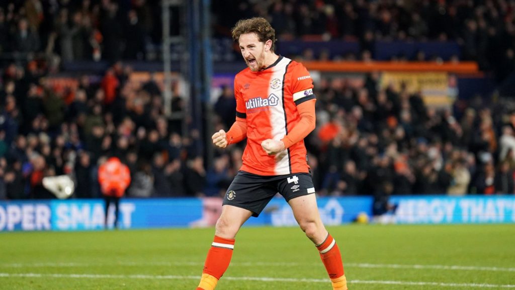Luton Town’s Tom Lockyer celebrates