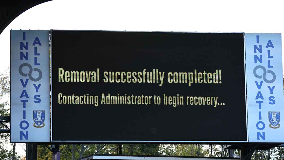 A message on Sheffield Wednesday's screen last weekend