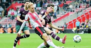 NO JOY: Southampton’s Leo Scienza shoots at goal PICTURE: PSI