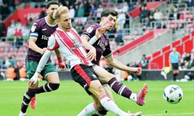 NO JOY: Southampton’s Leo Scienza shoots at goal PICTURE: PSI
